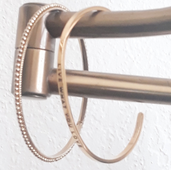 Mantraband Cuff Bracelet Live What You Love + One Beaded Gold Tone Bangle - Picture 6 of 12